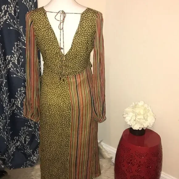 Anthro | Bl-nk Cheetah, Rainbow Striped Dress - Picture 3 of 7